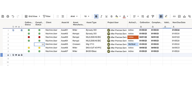 Illustration of compliance tracking and certification management in Smartsheet